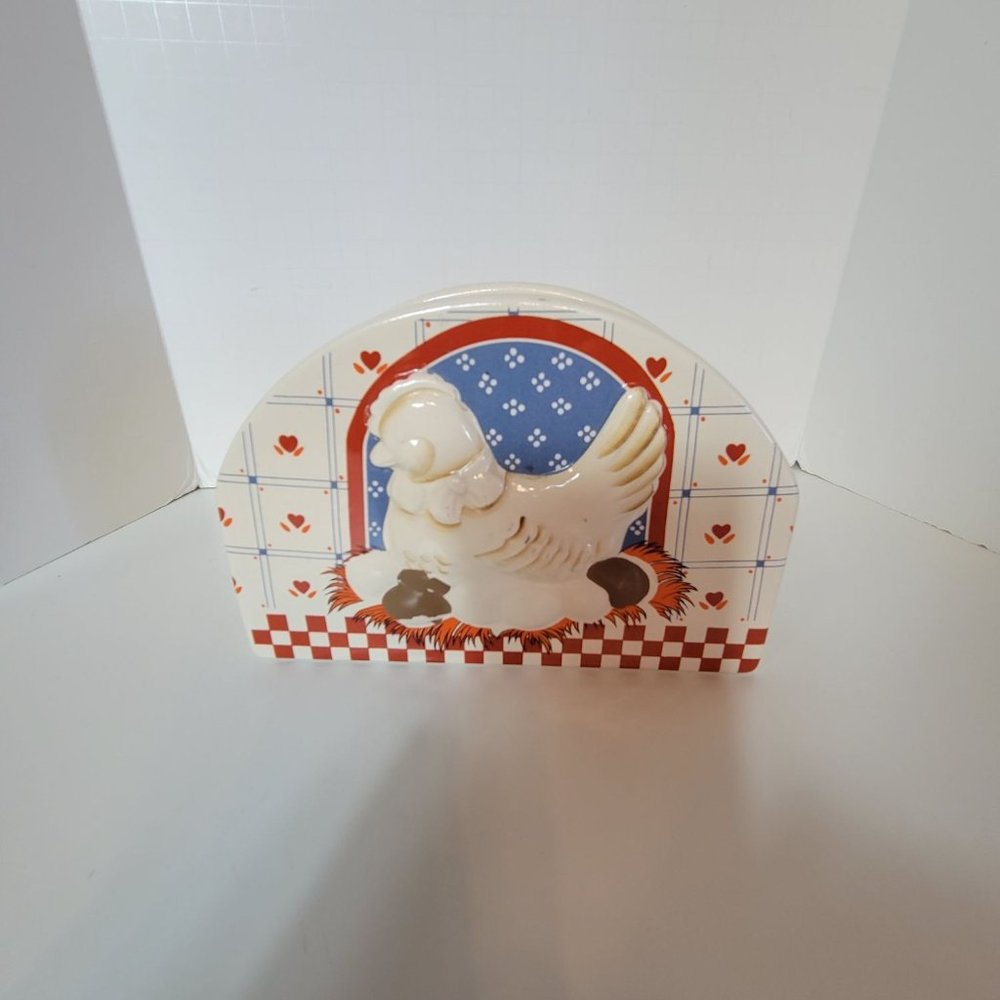 Vintage B & D Ceramic Chicken Napkin Holder